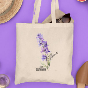 Bolso De Tela Mes de las flores de nacimiento Julio Delphinium N
