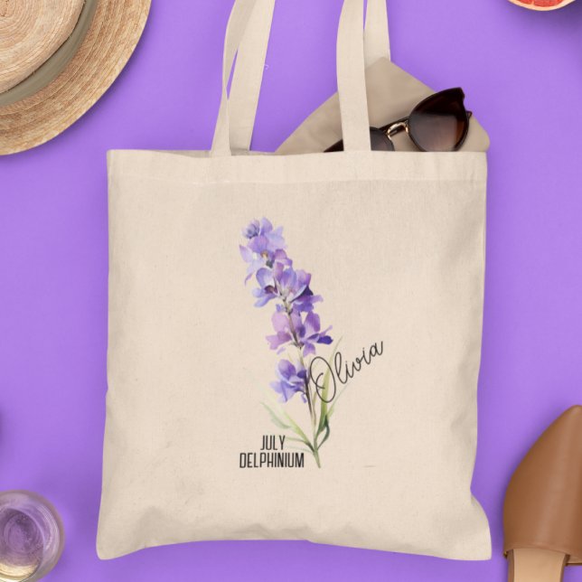 Bolso De Tela Mes de las flores de nacimiento Julio Delphinium N (Subido por el creador)