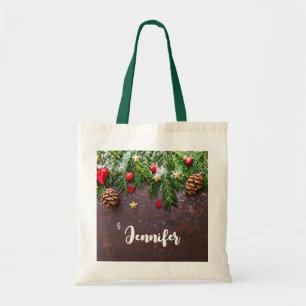 Bolso De Tela Mesa de Navidades rusos con pino y nieve