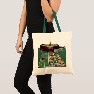 Bolso De Tela Mesa de ruleta de casino de juego vintage, fichas