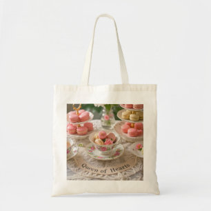 Bolso De Tela Mesa floral, tacups, bandejas en niveles macarons
