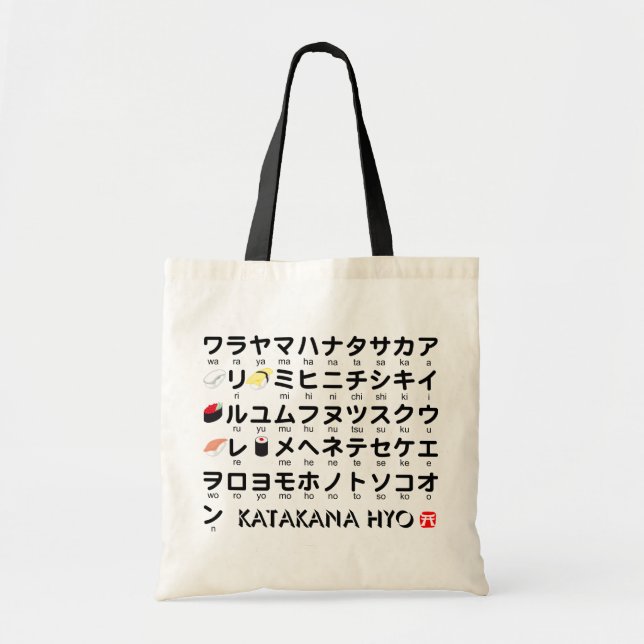 Bolso De Tela Mesa katakana japonesa (sushi) (Frente)