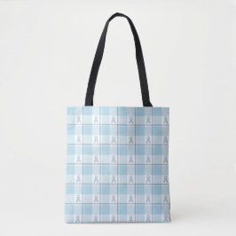 Bolso De Tela Mesothelioma Cancer Awareness Plaid Light Blue
