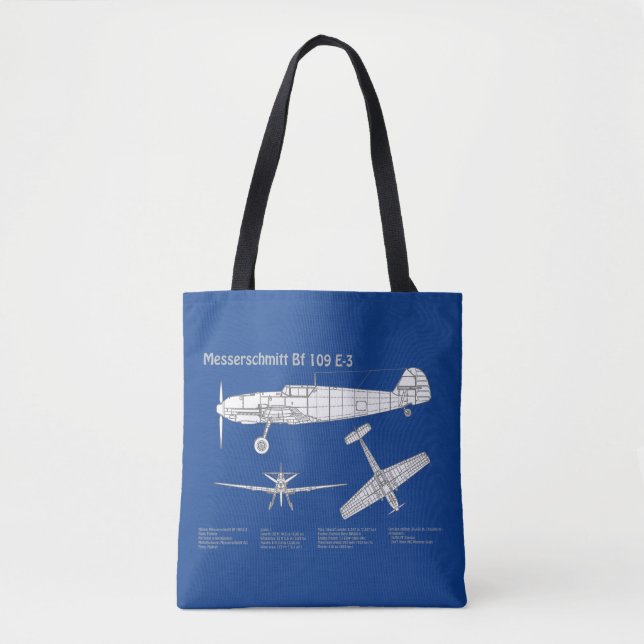 Bolso De Tela Messerschmitt Bf 109 - Plano aéreo ABD (Anverso)