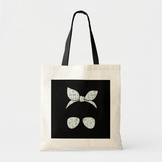 Bolso De Tela Messy Bun Mom Bandana Glasses Vida en casa (Frente)