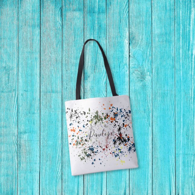 Bolso De Tela Messy Paint Splatters Resumen moderno Su Nombre (Subido por el creador)