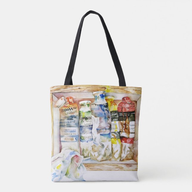 Bolso De Tela Messy Paint Tubes Artista Arte Tote Bag (Reverso)