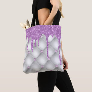 Bolso De Tela Metálico plateado Purpurina púrpura