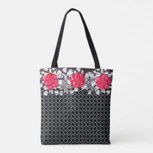 Bolso De Tela Metalizado, encajes y Rosas