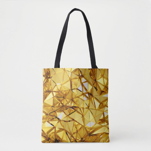 Bolso De Tela Metalizado geométrico de oro tridimensional (Anverso)
