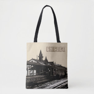 Bolso De Tela Metro de la Sepia con acuarela de Chicago L 1950