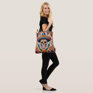 Bolso De Tela México   Calavera De Azúcar Retro De Viaje