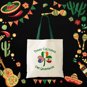 Bolso De Tela México Irlanda EE. UU. Trébol Bandera Personalizad