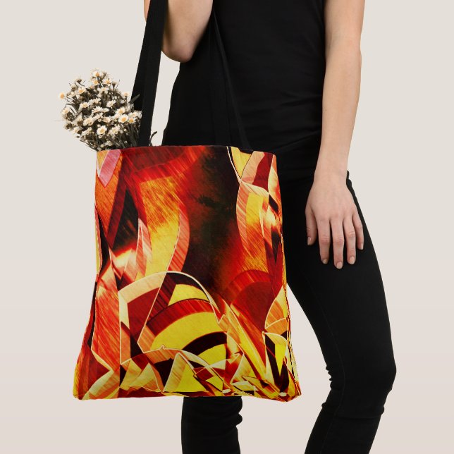 Bolso De Tela Mezcla amarillenta con rojo oscuro, fuerte y estra (Detalle)