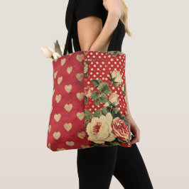 Bolso De Tela Mezcla de los corazones de los florines del Shabby
