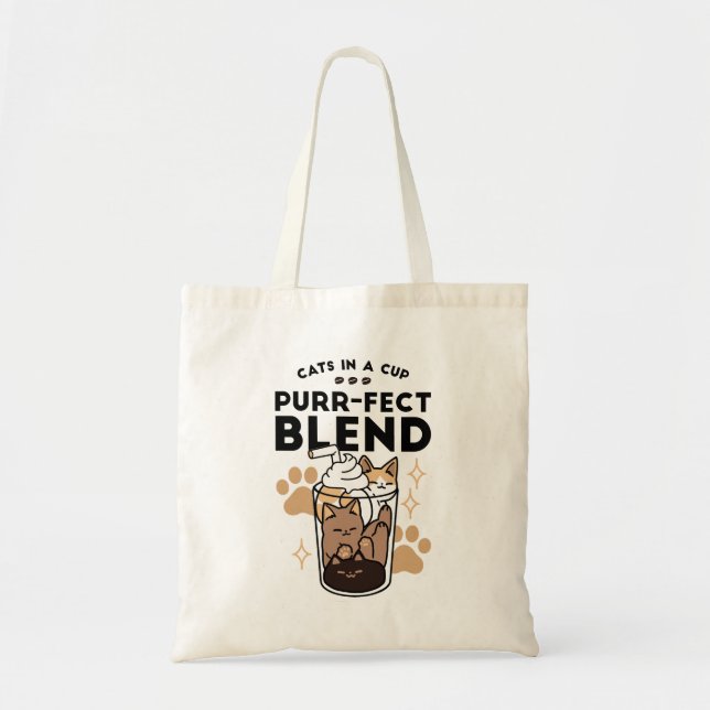 Bolso De Tela Mezcla perfecta: arte de gato y café para amantes  (Frente)