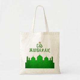 Bolso De Tela Mezquita de Oro Verde de Eid Mubarak