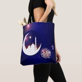 Bolso De Tela Mezquita de Ramadán en luna creciente con azul fan