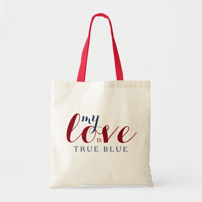 Bolso De Tela Mi amor es verdadero azul amor Diseño de texto (Frente)
