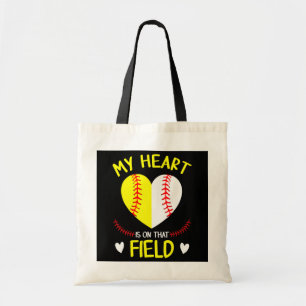 Bolso De Tela Mi corazón está en ese campo de béisbol de madre