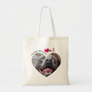 Bolso De Tela Mi corazón pertenece a la foto de un personalizado