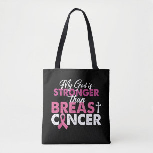 Bolso De Tela Mi Dios es más fuerte que el cristiano del cáncer 