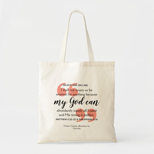 Bolso De Tela MI DIOS PUEDE Afirmación Cristiana Positiva (Frente)