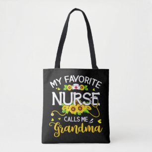 Bolso De Tela Mi enfermera favorita me llama abuela girasoles ma