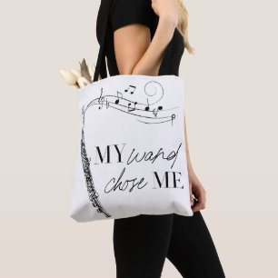 Bolso De Tela Mi esposa me eligió flauta cita en blanco y negro