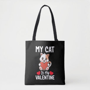 Bolso De Tela Mi gato es mi día de San Valentín divertidos amant