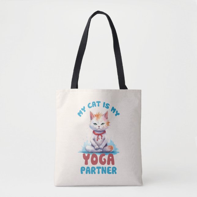Bolso De Tela Mi Gato Es Mi Pareja De Yoga -Gato Mediador Adorab (Anverso)