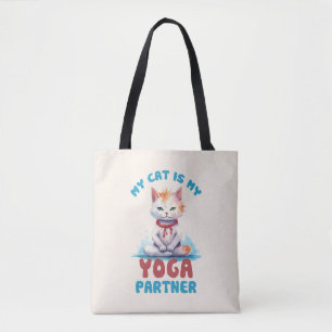 Bolso De Tela Mi Gato Es Mi Socio De Yoga (2)