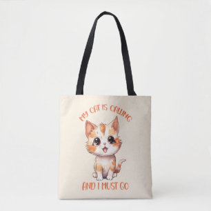Bolso De Tela Mi Gato Está Llamando A Un Gato Naranja.