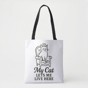 Bolso De Tela Mi Gato Me Permite Vivir Aquí - Gracioso Arte De G