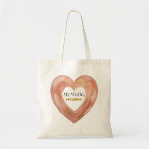 Bolso De Tela Mi mundo mamá pintó corazón