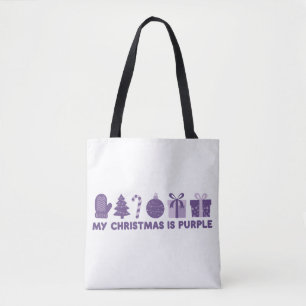 Bolso De Tela Mi Navidad es Purple Holiday Xmas