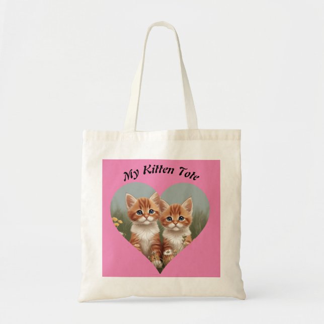 Bolso De Tela Mi nombre de Personalizar de Tote de Kitten (Frente)