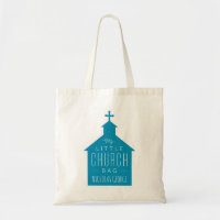 Mi pequeña iglesia saca el tote del niño azul