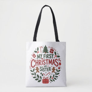 Bolso De Tela Mi Primer Navidad Como Hermana Familia Coincidente