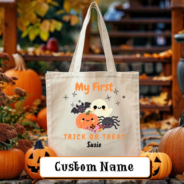Bolso De Tela Mi primer truco o trato de Halloween personalizado (Subido por el creador)