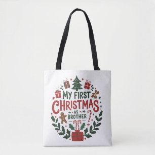Bolso De Tela Mi primera Navidad como hermano Ropa de Navidad fa