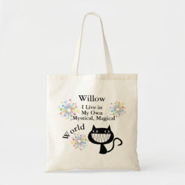 Bolso De Tela Mi Propio Mundo Mágico Místico Té Bag Gato Sonrien