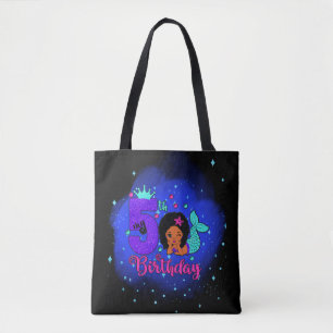 Bolso De Tela Mi sirena de cumpleaños número 5