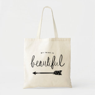 Bolso De Tela Mi tribu es Mano-Indicada con letras elegante