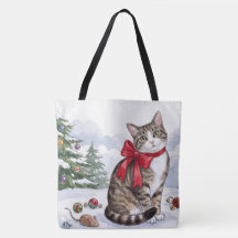 Mia la Gata Festiva con Decoración Navideña