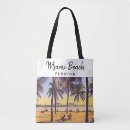 Bolso De Tela Miami Beach Florida Vintage Watercolor Art