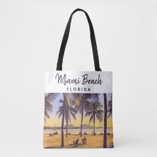 Bolso De Tela Miami Beach Florida Vintage Watercolor Art
