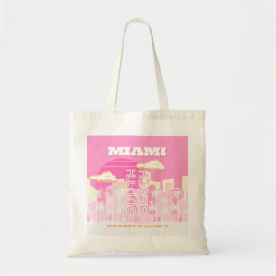 Bolso De Tela Miami Beach, Miami Travel Art, Preppy, Pink