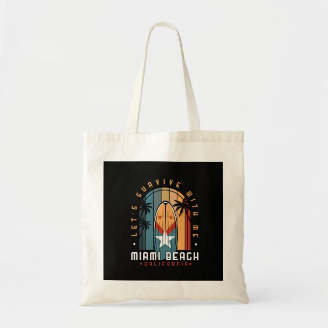 Bolso De Tela miami beach retro vintage (Frente)