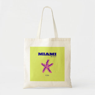 Bolso De Tela Miami, Miami Beach, Travel Art, Green